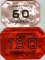 Casino De Cabourg : Lot De 2 Plaques 50F #00536 & 100F #00539 - Casino