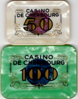 Casino De Cherbourg : Lot De 2 Plaques 50F (#0744) & 100F (#0291) - Casino