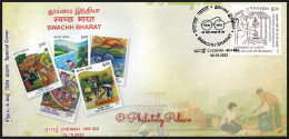 INDIA 2023 Swachh Bharat,Cleanliness,Recycle,Mahatma Gandhi, Sun,River, Sp Cover  (**) Inde Indien - Cartas & Documentos