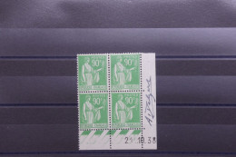 FRANCE - N° 367 X 4 (3**+1*) Signés Par Le Graveur DELZERS Sur Le Bord De Feuille + Coin Daté - Très Rare - A 878 - Unused Stamps