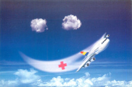 Aviaton Postcard Plane Romania Red Cross - Croix-Rouge