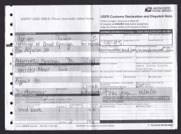 USA: Customs Declaration Form To Netherlands, 2023, USPS Dispatch Note, 2 Pages (minor Damage; Fold) - Storia Postale