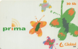 Butterflies 30 Sk IV., Prima Card, Globtel - Mobile Refill, Expiry Date 31.12.2001, Hard Plastic,  Mint, Slovakia - Slovaquie