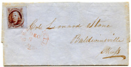 ETATS UNIS - 5C FRANKLIN SUR LETTRE DE GREENFIELD POUR BALDWINSVILLE, 1850 - Storia Postale