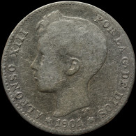 LaZooRo: Spain 1 Peseta 1901 F / VF - Silver - Erstausgaben