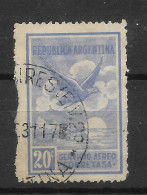 ARGENTINA 1928 AIRMAIL STAMP EAGLE 20C BLUE SCOTT C5 MICHEL 317 USED - Ungebraucht