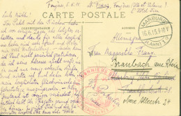 Guerre 14 Prisonnier De Guerre Allemand Cachet Rouge Prisonniers ? Correspondance Fougères 1915 Pour Marburg - WW I