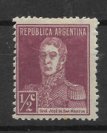 ARGENTINA 1927 San Martin Military History 1/2 Cent Sc 362 Mi 306x MNH - Ungebraucht