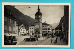 * Altdorf (Uri - Suisse - Schweiz) * (Edition Photoglob Zurich, Nr 8790) Dorfplatz Mit Telldenkmal, Tram, Vicinal, Bazar - Altdorf