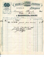 FACTURE.42.SAINT ETIENNE.CHEMINÉES.MONUMENTS.AUTELS.ATELIER DE SCULPTURE & MARBRERIE.MADIGNIER & INDUNI 10 RUE DU COIN. - Old Professions