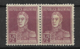 ARGENTINA 1927 San Martin Military History 1/2 Cent Sc 362 Mi 306x MH PAIR - Nuevos