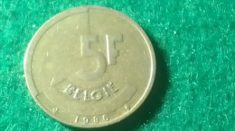 BELÇİKA- 1986    5   FRANK - 5 Francs