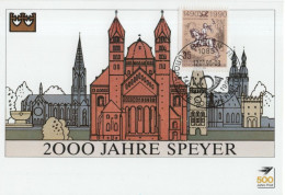 Germany Deutschland 1990 Maximum Cards 500 Jahre Post, 2000 Jahre Speyer, European Postal Connections, Berlin - 1981-2000