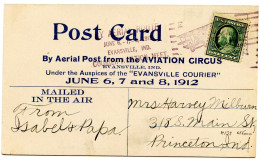 ETATS UNIS -  1C SUR CARTE POSTALE AVIATION CIRCUS EVANSVILLE INDIANA 6 JUIN 1812 - Covers & Documents