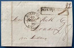 La HAVANE / CUBA 5 FEV 1839 Pour LONDON Via PARIS Entrée Par BORDEAUX T13 + Griffe " PAYS D'OUTREMER " + Taxes - Vorphilatelie