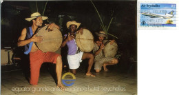 SEYCHELLES Hotel Local Folk Show Musicians Nice Stamp Airplane - Seychelles