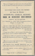 Doodsprentje  *  Comte De Renesse Breidbach Maximilien (° Bruxelles 1867 / + Bruges 1951)  Burgemeester Oostmalle - Religion & Esotérisme