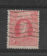 ARGENTINA 1926 Gral San Martin  5 Cents Red Scott 359 Michel 303 Used - Neufs