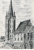 STEENVOORDE - L'église Et Le Coq - Dessin De Michel D'Haudt - Steenvoorde