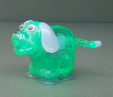 Plastic Crank Green Dog, Movable Ears, With Suckers. Temperamatite, Pencil-Sharpener, Taille Crayon, Anspitzer . - Autres & Non Classés