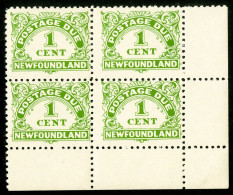 (G) Newfoundland Canada 1939 Postage Due 1 C In Block Of 4 (MNH) - 1908-1947