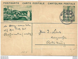 164 - 39 -  Entier Postal Avec Illustration "Baden" Avec Superbe Cachet à Date Wildegg 1934 - Entiers Postaux