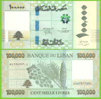 LEBANON 100000 LIVRES 2023 P-W105 UNC NEW - Liban