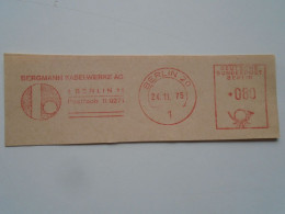 D200300  Red Meter Stamp - EMA - Freistempel  - Germany Berlin  1975 Bergmann Kabelwerke AG  -  Electricity - Elettricità