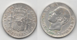 +   ESPAGNE   + 2 PESETAS 1884  + - Monedas Provinciales
