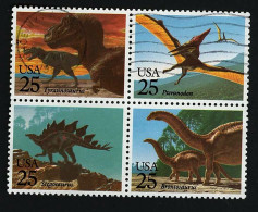 1989 Dinosaurs  Michel US 2051-2054 Stamp Number US 2425b Yvert Et Tellier US 1873-1876 Stanley Gibbons US 2407-241 Used - Gebraucht