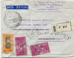 DAHOMEY LETTRE RECOMMANDEE PAR AVION CENSUREE DEPART COTONOU  8 MAI 40 DAHOMEY POUR LA FRANCE - Lettres & Documents