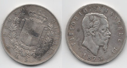 +   ITALIE  +  5 LIRES 1873   + - 1861-1878 : Victor Emmanuel II