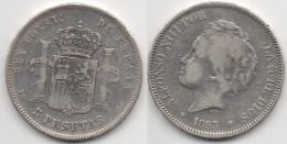 +   ESPAGNE +  5 PESETAS 1893    + - Münzen Der Provinzen