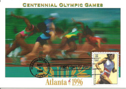 Carte Maximum - USA - Etats Unis - Centennial Olympic Games Atlanta 1996 - Athletisme - Athletics - Course Vitesse - Maximumkarten (MC)