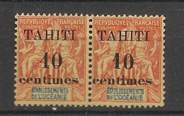 TAHITI - 1903 - N°YT. 32Ad - Type Groupe 10c Sur 40c Orange - Type I Et Type II Se Tenant - Neuf Luxe ** / MNH - Ungebraucht