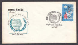 Romania 56/1985 - Philatelic Exhibition "International Year Of Youth", BRASOV, Letter With Spec. Cancelation - Lettres & Documents