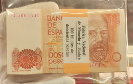 España Spain Taco 100 Billetes 200 Pesetas L. Alas Clarín 1980 Pick 156 Serie C Sc Unc - [ 4] 1975-…: Juan Carlos I.