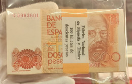 España Spain Taco 100 Billetes 200 Pesetas L. Alas Clarín 1980 Pick 156 Serie C Sc Unc - [ 4] 1975-… : Juan Carlos I