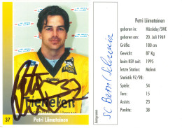 Aitogramm Eishockey AK Petri Liimatainen Krefeld Pinguine 98-99 Black Wings Linz SC Bern HC Lugano EHC Basel Kölner Haie - Winter Sports