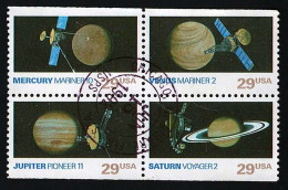 1991 Space Michel US 2183 - 2189 Stamp Number US 2568 - 2574 Yvert Et Tellier US 1983 - 1989 Block Of Four Used - Used Stamps
