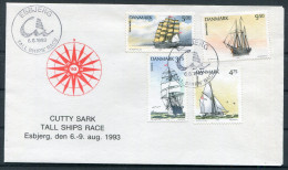 1993 Denmark Esbjerg, Cutty Sark, Tall Ships Race Cover, Sailing Ships Set Of 4 - Briefe U. Dokumente