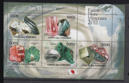 MINERALS - COMOROS-  2011- MINERALS SHEETLET OF 5 MINT NEVER HINGED, - Minerals