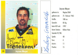 Autogramm Eishockey AK Jayson Meyer Krefeld Pinguine 98-99 Landsberg Am Lech Crocodiles Hamburg Kölner Haie EHC Uzwil - Sports D'hiver