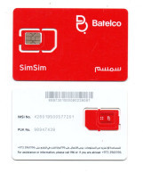 Bahrain Phonecards - Simsim Card With Card Chip - Batelco Red Card - Baharain