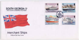 Merchant Ships, RMS QE2 Ship, Lindblad Explorer, MS Endeavour Ship, Mountain, South Georgia Official FDC 2004 - Géorgie Du Sud