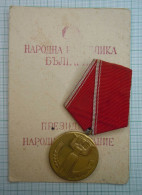 Bulgarie Bulgarien 1969 Bulgaria 25 Years Of People's Power Medal With Official Document, Award (c33) - Sonstige & Ohne Zuordnung