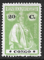 Portuguese Congo – 1914 Ceres Type 20 Centavos Mint Stamp - Portugees Congo