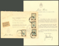 TOPIC BOXING: Official Cover Sent By Registered Airmail From B.Aires (Argentina) To USA On 21/JUL/1955, Containing A Per - Boxen