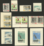 ALBANIA: Sc.706/709A Perforated And IMPERFORATE, 1963 Sport, Sets Of 4 Values + S.sheets, MNH, Excellent Quality! - Albanien