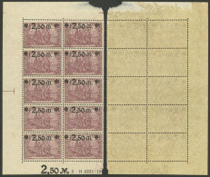 GERMANY: Sc.117, 1920 2.50M. On 2Mk., Large Block Of 10 MNH Stamps, VF Quality! - Ungebraucht